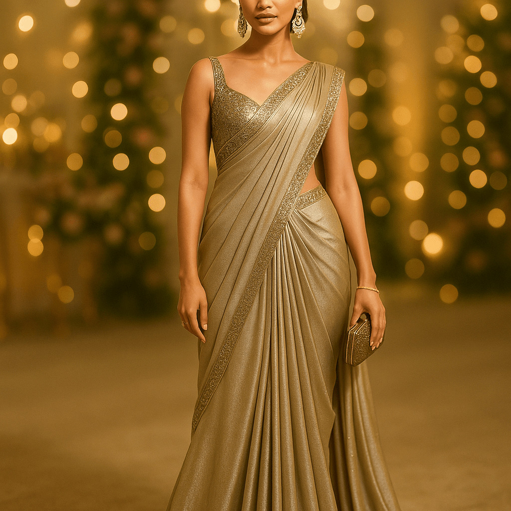 “Dusshera 2025 fashion trends showcasing stylish Banarasi saree with modern blouse for festive look.”