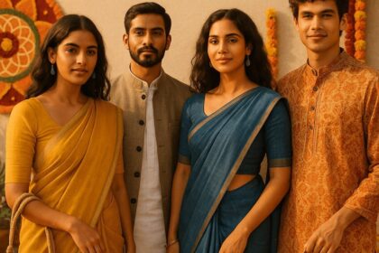 Dusshera 2025 Sustainable Style Guide | Exquisite Green Wear Dress up in hues of green this festive season and make a sustainable style statement.