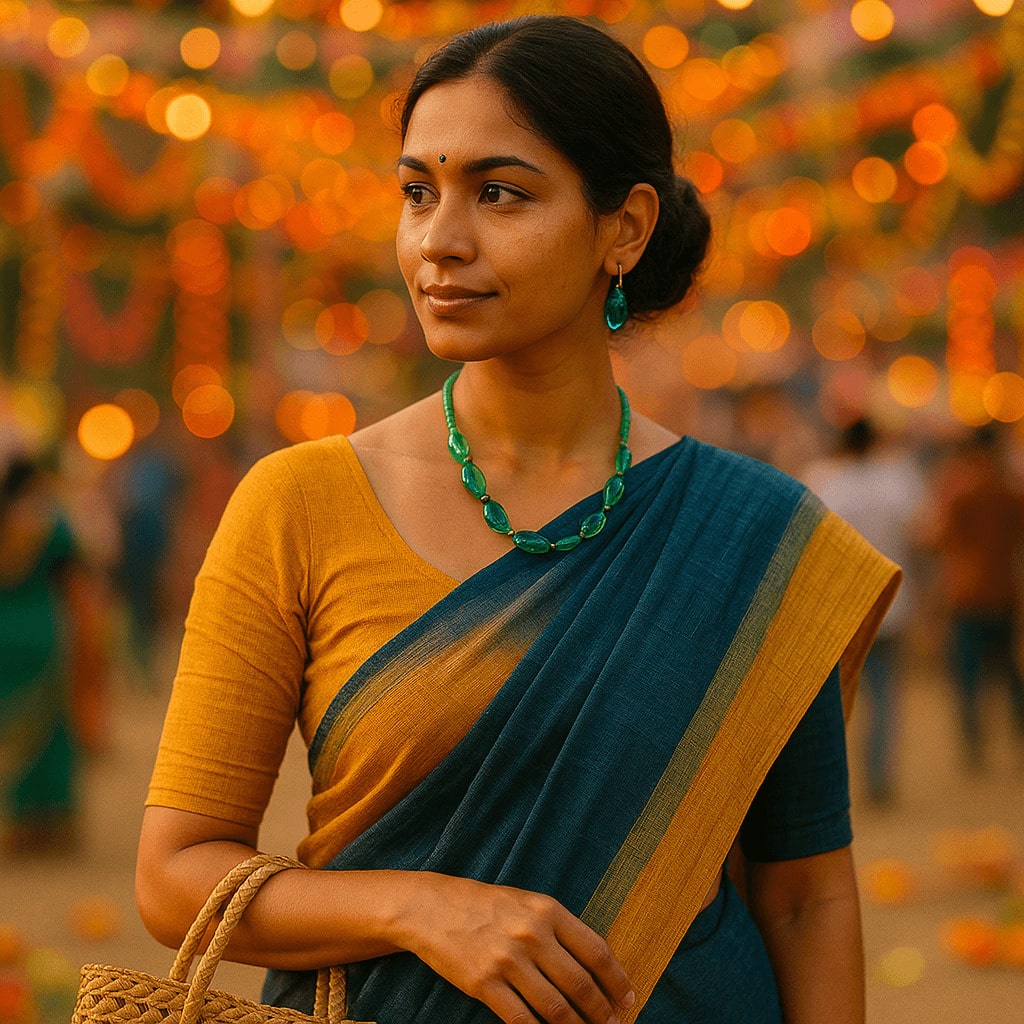 Dusshera 2025: Sustainable khadi saree with natural dyes and eco-friendly accessories for women on Dusshera 2025