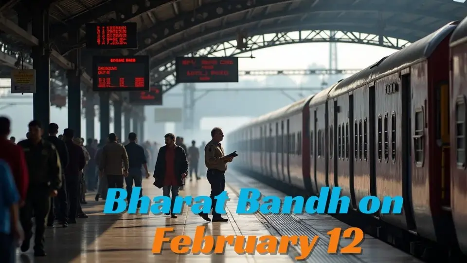 Railway station with limited movement during Bharat Bandh affecting public transport.