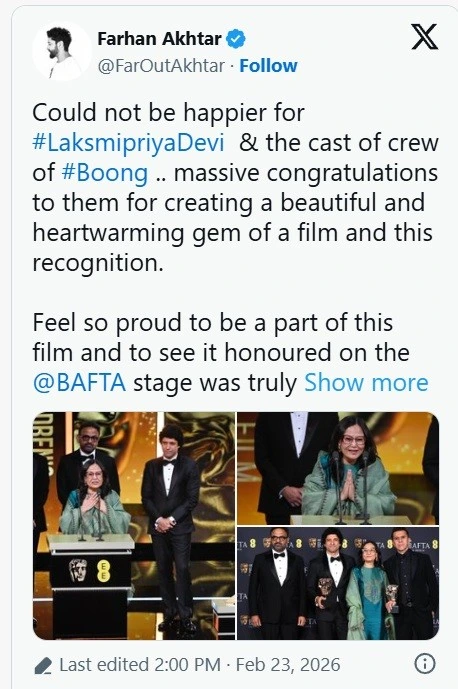 Boong BAFTA win India